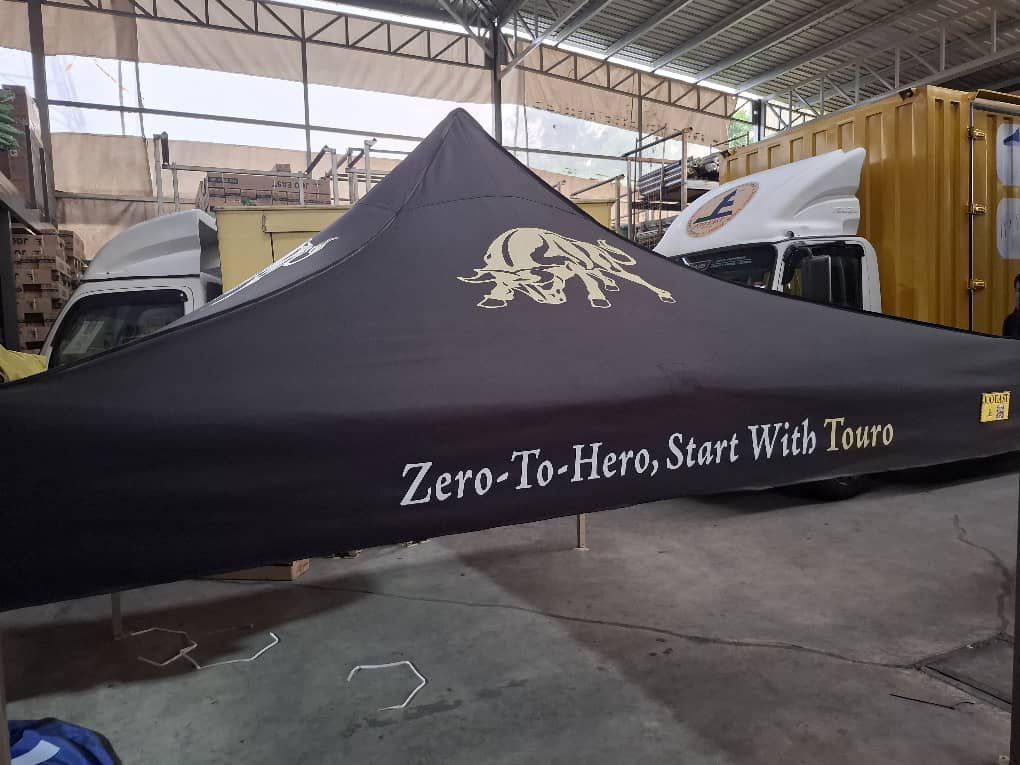 Black canopy printed for Touro