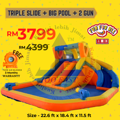 TRIPLE SLIDE + BIG POOL + 2 CANNON GUN