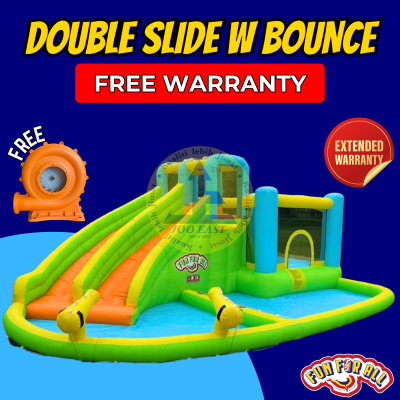 DOUBLE SLIDE w BOUNCE & BIG POOL
